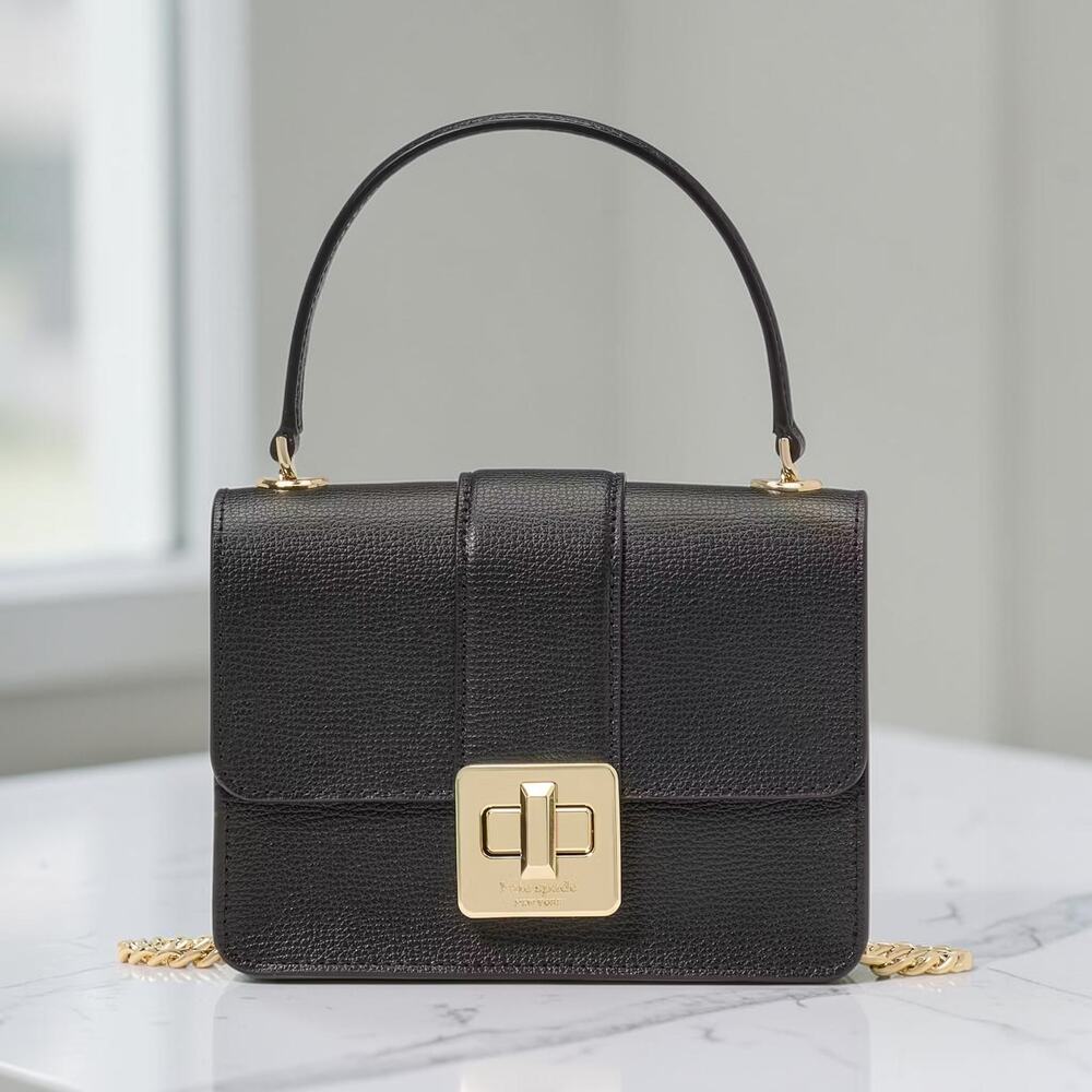 Kate Spade Phoebe Turnlock Mini Flap Crossbody Bag Black KK896 Leather NEW NWT